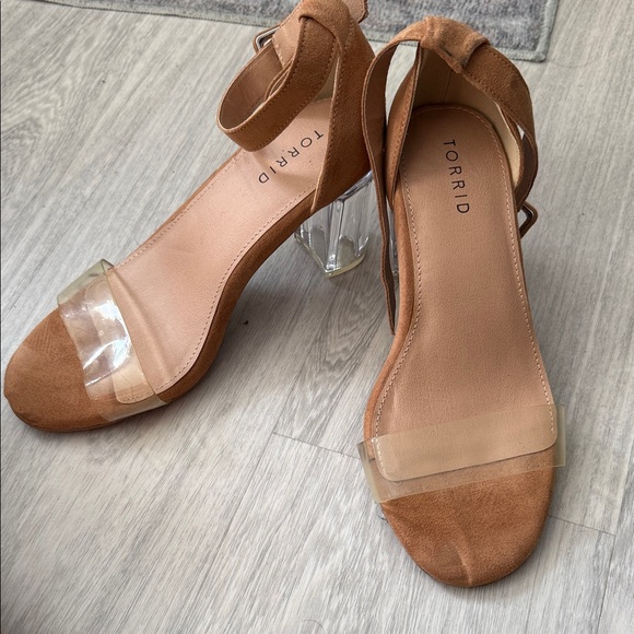 Torrid Tan Heels with Clear Strap - Picture 1 of 7